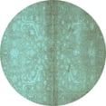 thumbnail image 1 of Ahgly Company Indoor Round Persian Light Blue Traditional Area Rugs, 3' Round, 1 of 4
