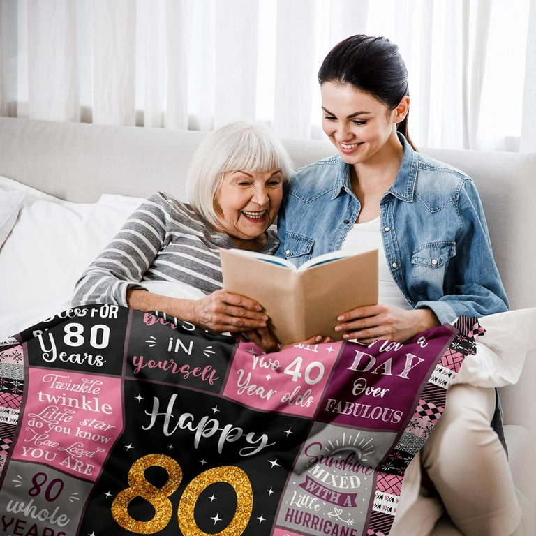 LHSHID 80th Birthday Gifts For Women 80th Birthday Gift Blanket - Main Image