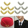 thumbnail image 2 of Stewardess Hat Badge Emblems Easy Use Halloween Party Costume Cabin Crews Hat Wheat Badges Stage Show Uniform Decors 5PCS, 2 of 8