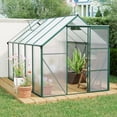 thumbnail image 3 of 6x8 FT Polycarbonate Greenhouse Raised Base And Anchor Aluminum Heavy Duty Walk-in Greenhouses For Outdoor Backyard In All Season,Green 6*10FT, 3 of 9