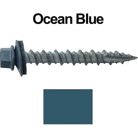 

Jake Sales Brand - 10 x 1-1/2 ~250 Metal Roofing Screws - Hex Head - Type 17 - EPDM Washer - OCEAN BLUE