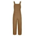 thumbnail image 5 of Holloyiver Womens Fashion Summer Solid Casual Camis Sleeveless Suspender Jumpsuit Khaki XL, 5 of 6