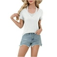 thumbnail image 2 of Tops for Women Short Sleeve V Neck Loose Casual Blouses Summer Tees Criss Cross Soft Tee Shirt 2025 Fashion, 2 of 9