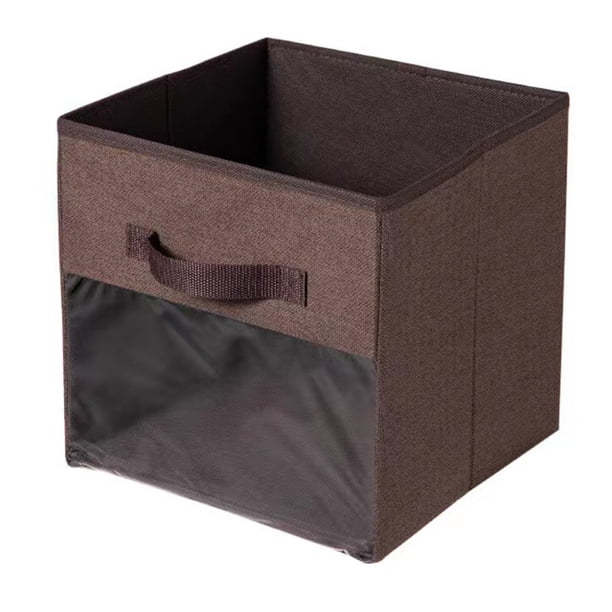 Caja de Almacenamiento de Cubo de Tela Caja de Almacenamiento Transparente para Armario Caja de Almacenamiento Plegable Marrón
