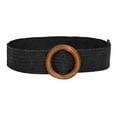 thumbnail image 1 of Vintage Waist Belt Round Wooden Smooth Buckle Fake Straw Wide Belt, 1 of 2