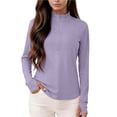 thumbnail image 4 of Wensltd Hauts à Manches Longues pour Femmes Couleur Unie Protection Solaire Légers Sports de Plein Air Course Randonnée Chandails Violet, 4 of 9
