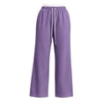 thumbnail image 6 of Trousers Pants for Women Plus Size Wide Leg Pants with Pockets Elastic Waist Loose Long Pants Casual Lounge Workout Jogger, 6 of 6