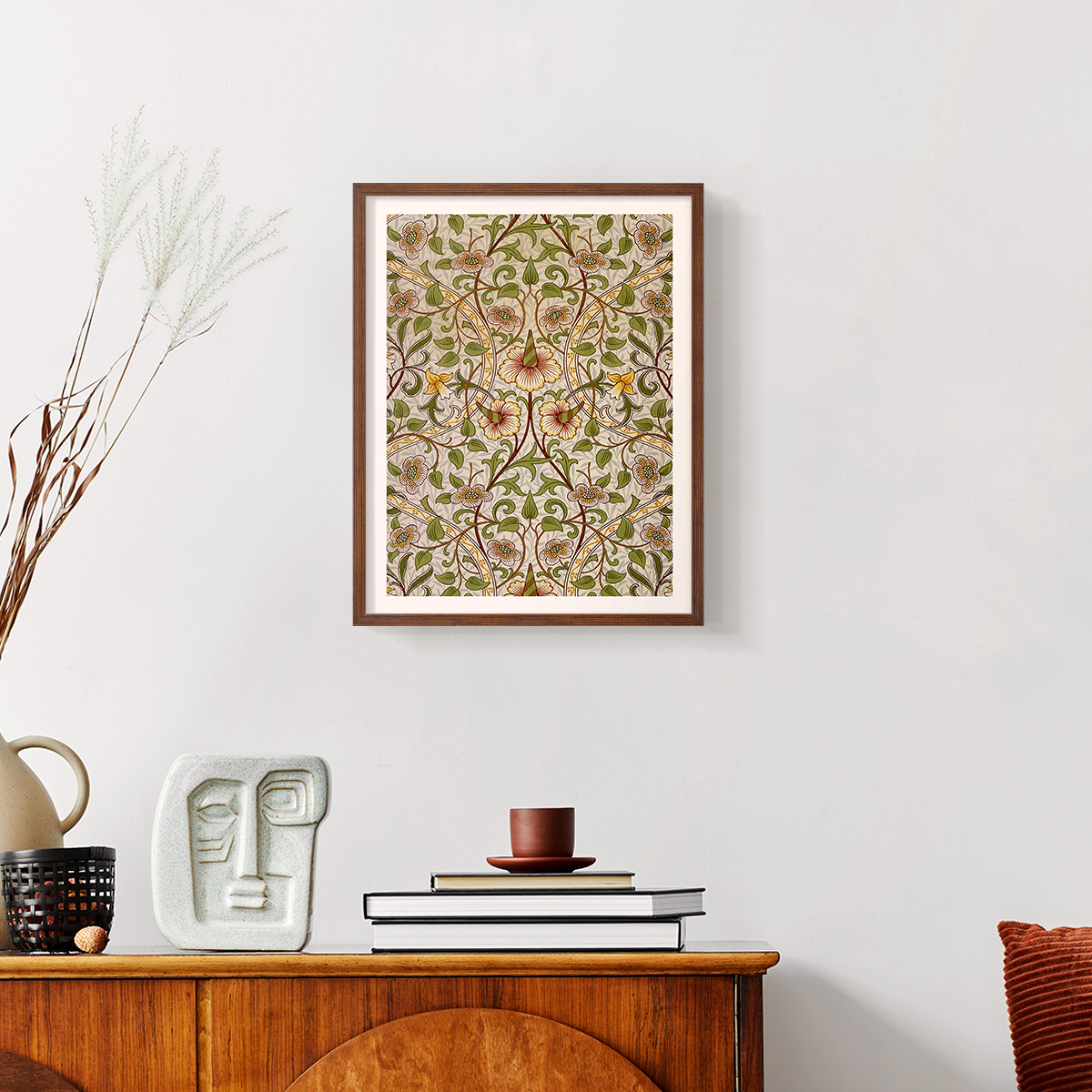 Vintage Abstract Print XXXIV - 10in. x 8in. Vintage Framed Print in Walnut Wood Frame