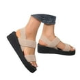 thumbnail image 3 of EliteGoogv Womens Wedge Sandals Platform Sandals Summer Beach Shoes For Women Slip On Espadrille Sandals Comfortable Casual Walking Shoes Womens Sandals OTHER US :6.5, 3 of 7