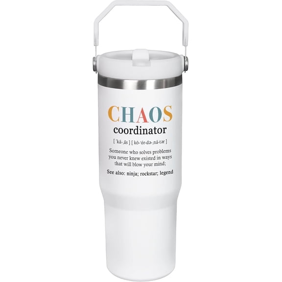 Valentines Day Gifts for Women Coworkers - Chaos Coordinator 30 oz Stainless Steel Tumbler with Lid and Handle - Thank You Birthday Employee Appreciation Gifts for Coworkers Friends Boss Teachers