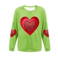 thumbnail image 4 of Valentines Sweatshirt Womens Cute Love Heart Graphic Print Pullover Casual O Neck Long Sleeve Holiday Tops Green M, 4 of 4