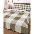 thumbnail image 3 of Quilts Twin Size Bedding Set, Brown Plaid Lightweight Quilted Comforter, Spring Summer Farmhouse Buffalo Checkered Soft Reversible Bedspread Coverlet with Pillow Covers for All Season, 68" x 86", 3 of 7