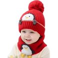 thumbnail image 1 of Conjunto de Gorro y Bufanda Gorro de Punto para bebé de Invierno para niños con Pompón de 2 Piezas Gorro de Punto cálido para niño y niña con Bufanda Circular Conjunto de Calentador de Cuello de Ganc, 1 of 5