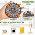 thumbnail image 3 of Haosy Set of 6 Drink Woven Coaster with Holder Heat Resistant Non-Slip Bar Coasters 4 Inches Blue Orange White Feather, 3 of 7