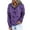 Purple, variant on DeHolifer Hoodies for Women Strip Print Drawstring Button Graphic Loose Pullover Sweatshirts with Pocket