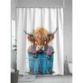thumbnail image 5 of Shower Curtain Watercolors Yak Bucket Shower Curtains for Bathroom, Waterproof Polyester Shower Curtain Set with Hooks, Standard Size 72" x 72" Animal, 5 of 6