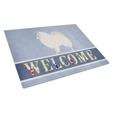 Caroline's Treasures German Spitz Welcome Glass Cutting Board Large