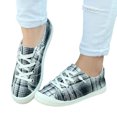 thumbnail image 2 of Honeeladyy Ladies Plaid Halloween Fashion Lightweight Casual Shoes Lace Up Walking Shoes Soft Lightweight Shoes Black Clearance under 5$, 2 of 7