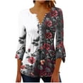 thumbnail image 2 of Xdegoge Recent Orders Placed By Me Three Quarter Sleeve Tops Woman Floral Button Down V Neck T Shirts Loose Fit Trendy Summer Tops 2025 Dressy Casual Blouses Soft Comfy Basic Tees Returns And Refunds, 2 of 5
