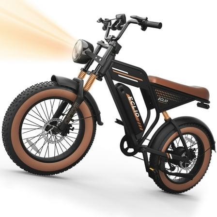 Electric Bike for Adults,20MPH, 48V 13Ah Battery 40-65Miles Ebike Moped Style, 20*4.0'' Fat Tire Electric Dirt Bike, Off Road Electric Bicycle with Full Suspension and 7-Speed