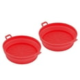 thumbnail image 2 of 2 Pcs Silicone Air Cooker Pot With Handle Round Fryer Liner Tray Replacement for Kitchen Cooking Accessories 21cm Red, 2 of 6