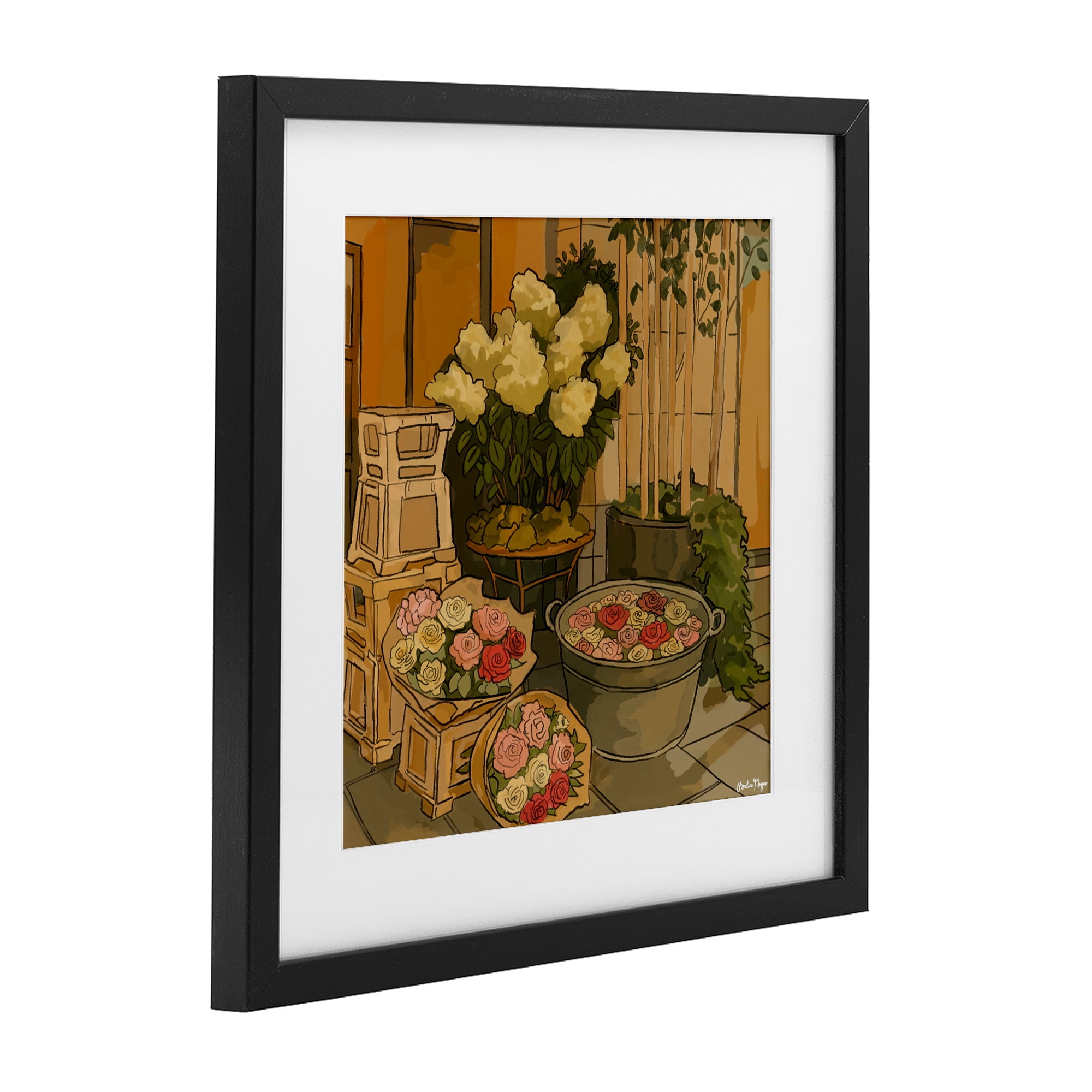 Stupell Industries London Town Flowers Black Framed Print Under Glass, design by Amelia Noyes