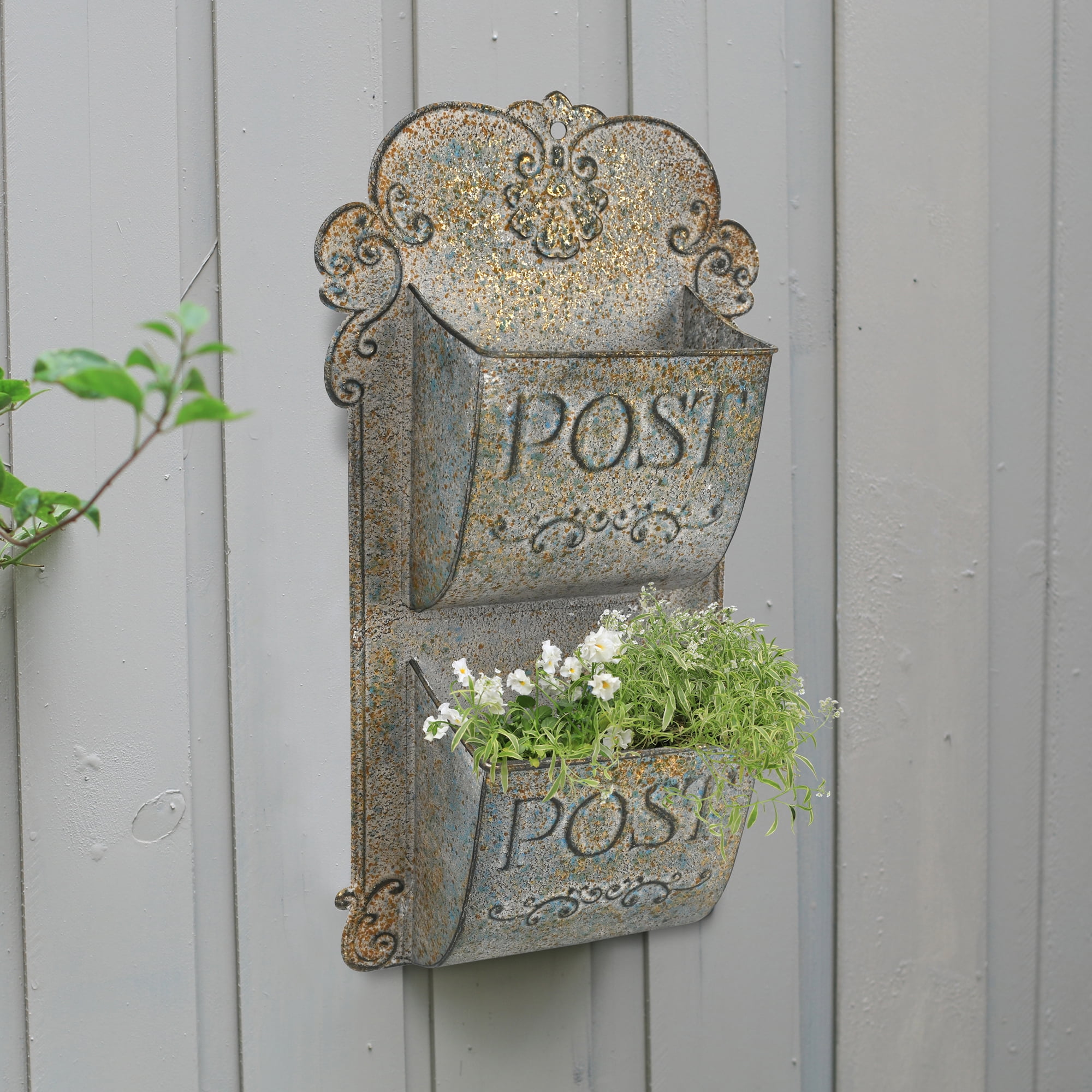 Bigfortune Metal Wall Planter For Outdoor Indoor,Metal Plant Pot Holders,Rustic Wall Hanging Planter,Garden Wall Flower Planters