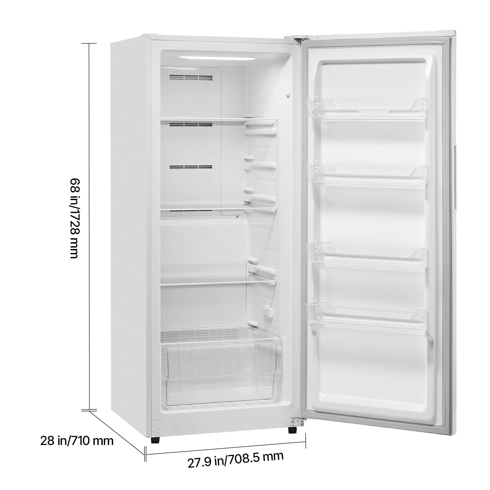 KFFKFF Convertible Upright Freezer/Refrigerator, 14 Cu.Ft Frost-Free Unit with Temperature Control Panel, Long Door Open Alarm, Adjustable Shelves, and LED Lighting, Ideal for Kitchen, Office