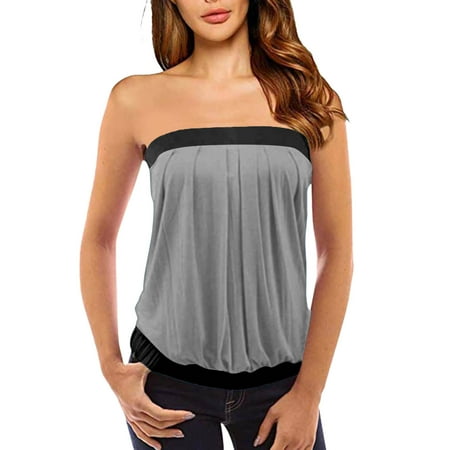 

GWAABD Cropped Sleeveless Bra Top Women Summer Top Casual Top Solid Color Color Matching Block Sleeveless Wrap Top