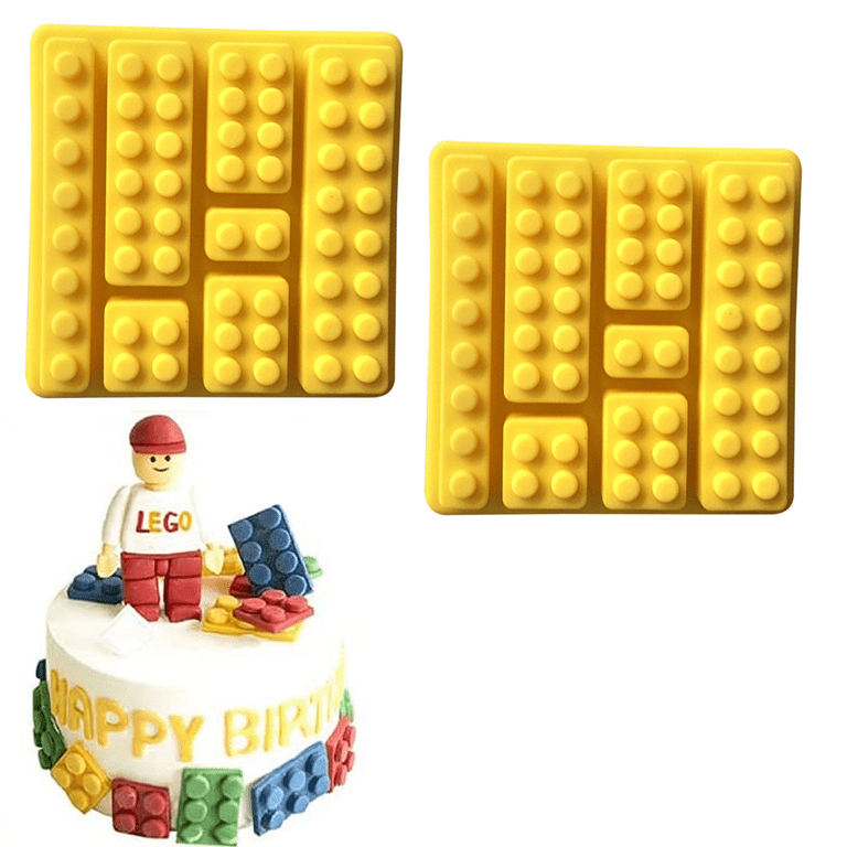 2 Pack Building Brick Ice Tray or Candy Chocolate Mold for Lego Lovers,  Yellow 