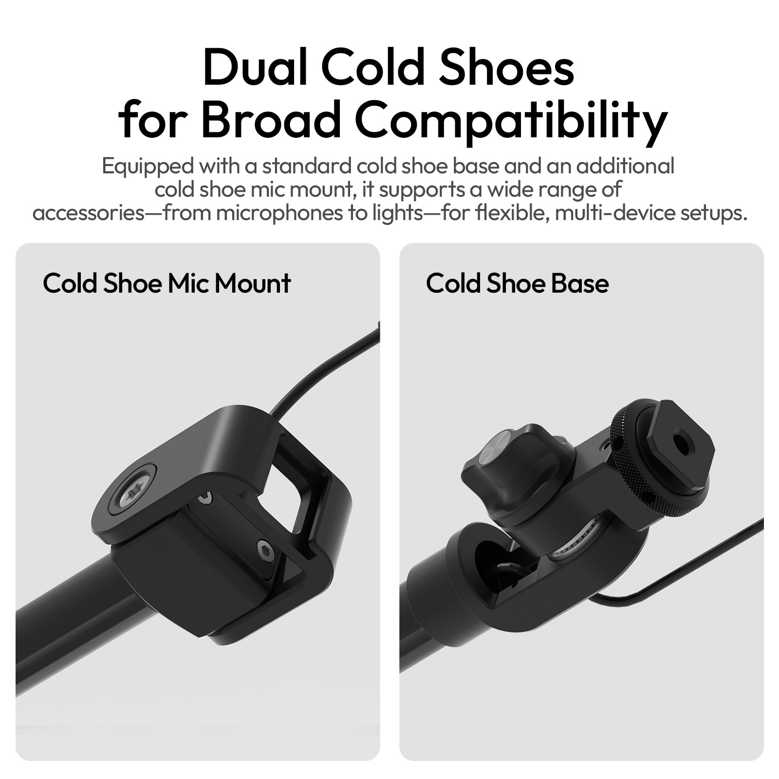 Ulanzi ZJ08 Mic Boom Pole Arm – 1m Aluminum Alloy Extendable Microphone Extension Rod with Dual Cold Shoe Mounts for DSLR, Vlogging & Filmmaking