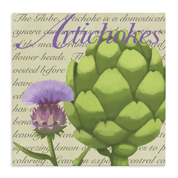 Stupell Industries Cottage Artichoke Blooming Florals Green Vegetable Traditional Script Canvas Art, 17 x 17, by Sally Springer Griffith