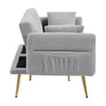 thumbnail image 3 of JERFIT Modern Teddy Fabric Convertible Sofa Bed with Adjustable Backrest and Armrests, Foldable Loveseat Sleeper with Storage Pocket and Golden Legs for Living Room, Apartment, Dorm, Grey, 3 of 10