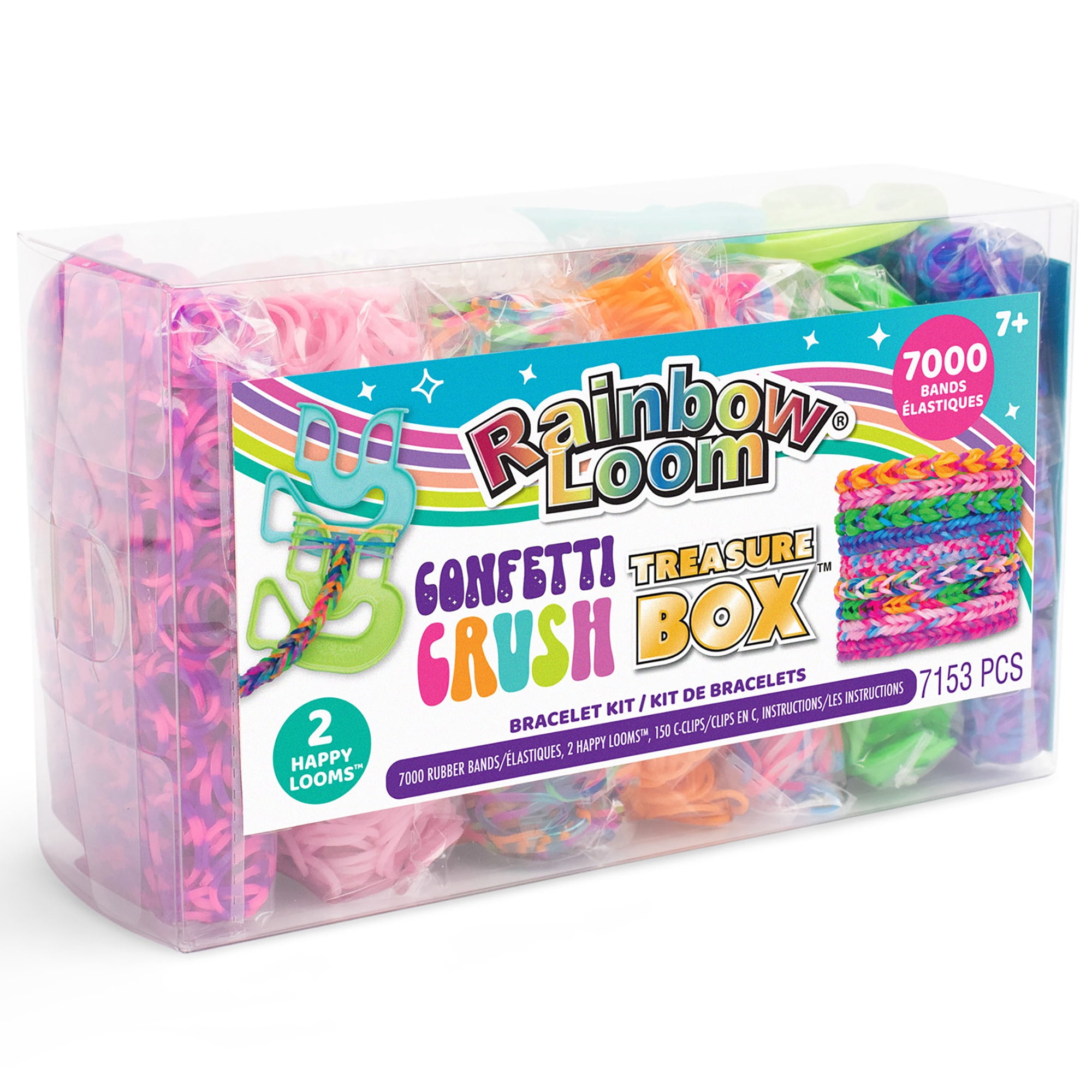 Rainbow Loom: Treasure Box - Confetti Crush Edition - DIY Bands Bracelet Kit, 7000 Rubber Bands, 2 Happy Looms, Jewelry Crafting Activity, Kids 7+