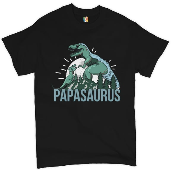 Tee Hunt Papasaurus T-Shirt Father's Day T-Rex Dinosaur Grandpa Funny Daddy Men's Tee