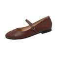 thumbnail image 2 of Miluxas Womens Ballet Mary Jane Flats Shoes Adjustable Strap Closed Toe Chic Footwear Brown 8.5(41), 2 of 9