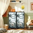 thumbnail image 6 of 4 Drawer Vertical Storage Dresser Tropical Bedroom Powder Room Kitchen Falling Fronds Lapis Tropical with Wood Top Fabric Pull Drawers, 6 of 8
