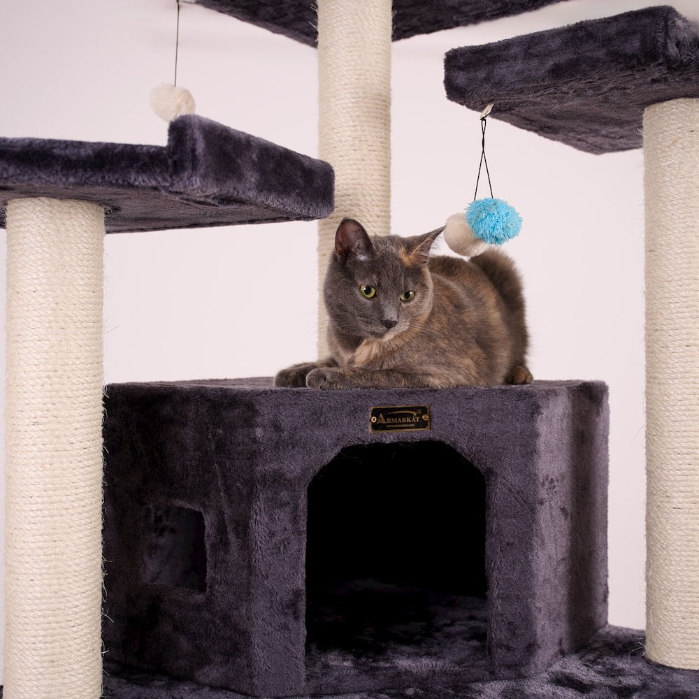 Armarkat 82 Inches Multi-Level Big Cat Tree. Tall Multi-Cats Tower with 2 Big Cat Condos
