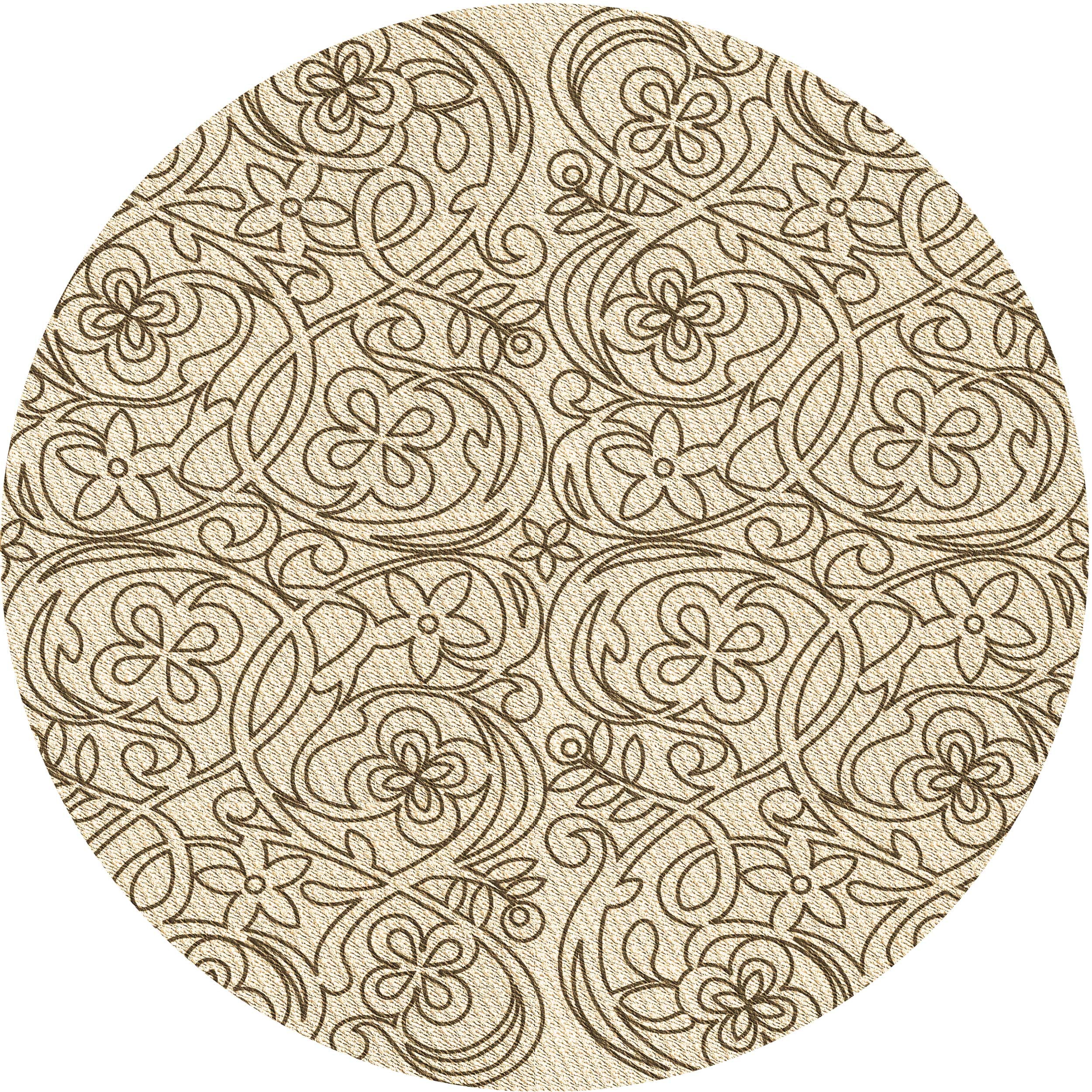 Ahgly Company Indoor Round Patterned Wheat Beige Area Rugs, 8' Round ...