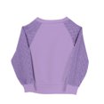thumbnail image 5 of Efsteb Kids Girls Clothes Comfy Casual Long Sleeve Tops Round Neck Floral Knit Patchwork Tops Fashion Cute Tops Solid Color Loose Blouses (Purple,12 Years), 5 of 8