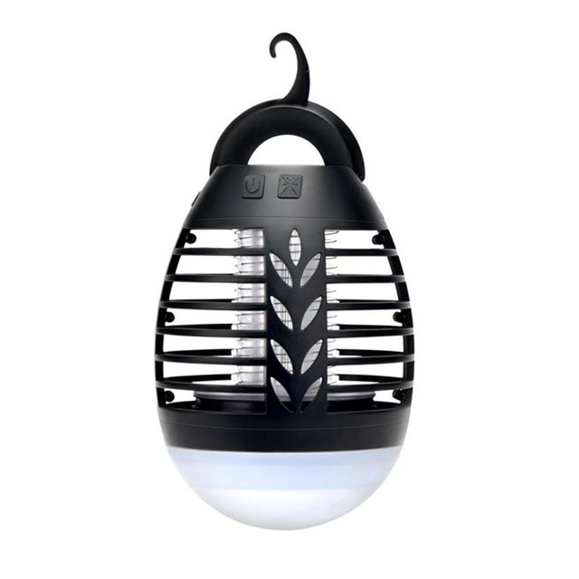 2 en 1 Luz de Camping para Matar Mosquitos al Aire Libre IPX6 Impermeable USB Recargable Portátil con Gancho Recargable Exterminador de Moscas Efectivo Adecuado para Balcón Interior Jardín Senderismo