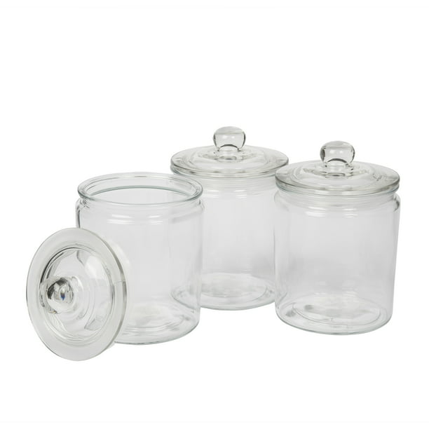 Mason Craft & More 3-Piece Glass Canisters 2L with Pop-tap Lids 