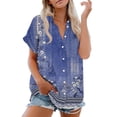 thumbnail image 2 of WTXUE Tunic Tops Boho Blouses Short Sleeve Shirts V Neck Collared Down Blouse Tops Printed Blouses Floral Shirts Oversized Tshirts Womens Summer Tops Dressy Casual Breathable Workout Tops Purple Xl, 2 of 7