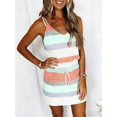 thumbnail image 5 of Womens Summer Trendy Striped Dresses Sleeveless Halter Strap Mini Dress with Pockets Pink S, 5 of 6