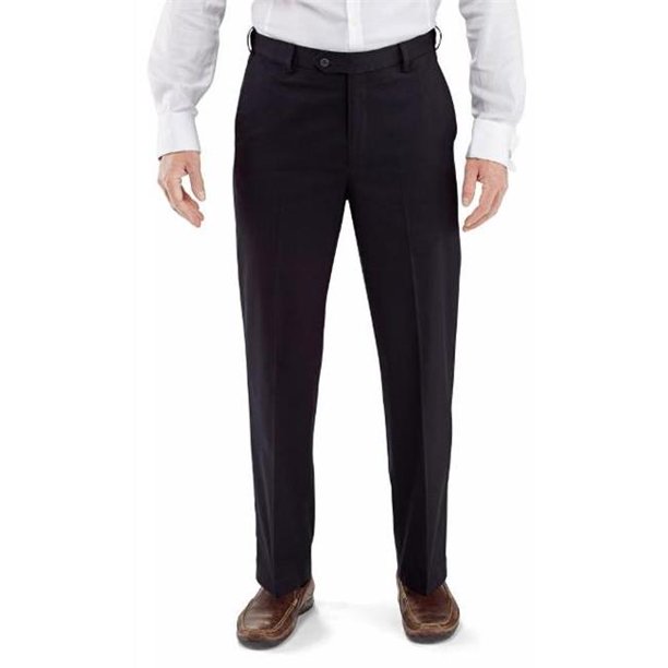 Winthrop & Church Pantalon en Coton pour Homme devant Uni Marine - Taille 42 Sans Ourlet