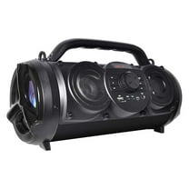 BT-18BK Portable Bluetooth Boombox Speaker, 80W Indoor/Outdoor, Sound, Deeper Bass, EQ, 5" Subwoofer, Tweeter, FM, 9H Playtime, USB, , Microphone, Recording, LED Light