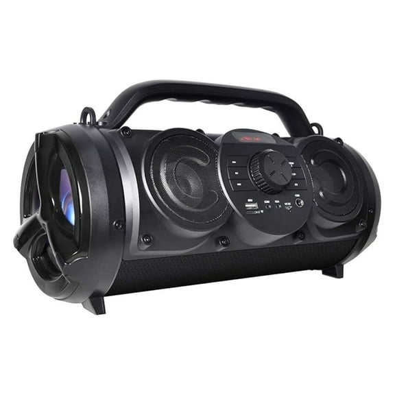 BT-18BK Portable Bluetooth Boombox Speaker, 80W Indoor/Outdoor, Sound, Deeper Bass, EQ, 5" Subwoofer, Tweeter, FM, 9H Playtime, USB, , Microphone, Recording, LED Light