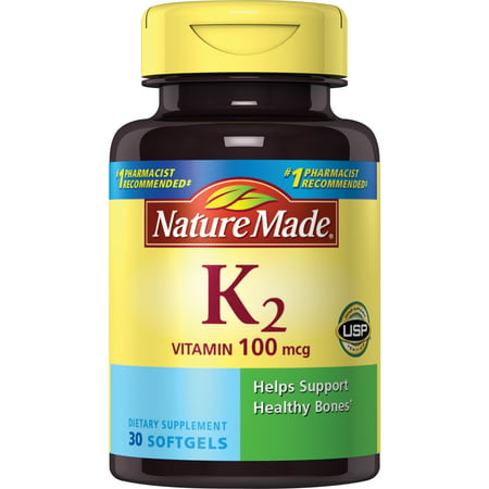 Nature Made Vitamin K2 Softgels, 100mcg, 30 Ct (Best D3 K2 Supplement)