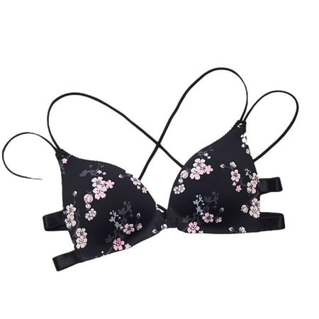 

Monfince Women Floral Printed Bra Comfort Strapless Bra Soft Underwire Bra Full Coverage Underwire Bra (Black A)