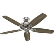 Hunter 52 inch Indoor Ceiling Fan with LED Lights - Ceiling Fan with Pull Chain, For Bedroom or Living Room, Standard Mount, No Remote, 5 Blades, Includes Bulbs - Builder 52729, Brushed Nickel